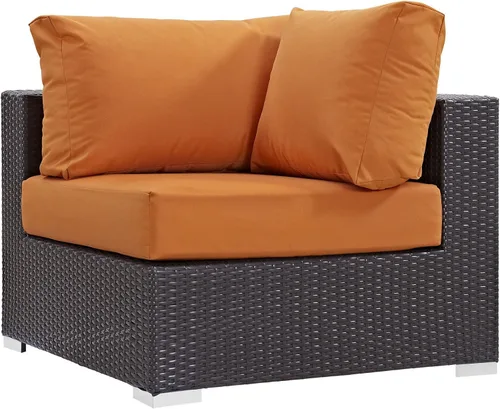 Miniatura 36 de Modway EEI-1911-EXP-ORA Convene - Muebles otomanos cuadrados de tela para patio, muebles de exterior, color naranja espresso Espresso Naranja