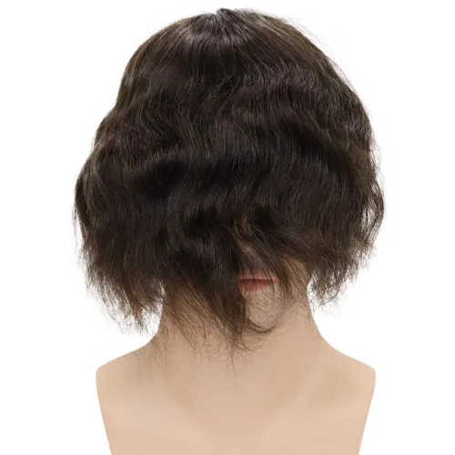 Miniatura 3 de Toupee para hombres europeos sistemas de reemplazo de cabello humano real para hombres, postizos finos, centro de encaje, piel más gruesa, pieza