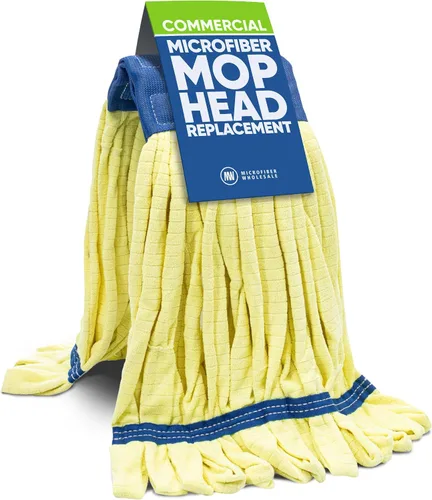 Miniatura 3 de Reemplazo del cabezal de fregona de microfibra – Cabezal de trapeador húmedo industrial comercial con extremo de bucle, 18 onzas grande (azul)