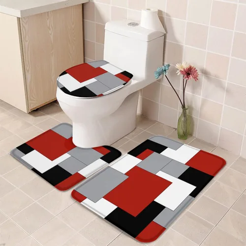Miniatura 16 de Savannan Juego de 3 tapetes de baño, diseño patriótico de la bandera estadounidense, pentagrama, libertad, país, absorbente, suave, antideslizante