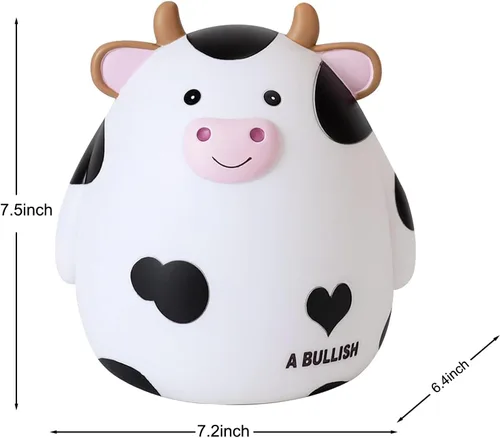 Miniatura 6 de H&W Alcancía de vaca, tamaño L, caja de monedas irrompible para niños, lindo banco de dinero de animales para cumpleaños para niños y niñas, cajas