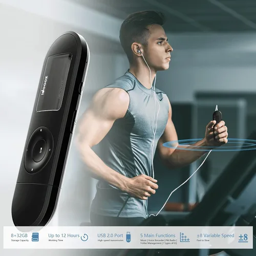 Miniatura 4 de Reproductor de MP3, reproductor de MP3 USB con radio FM, idoooz U2 8 GB reproductor de música expandible hasta 32 GB, reproductor MP3 USB