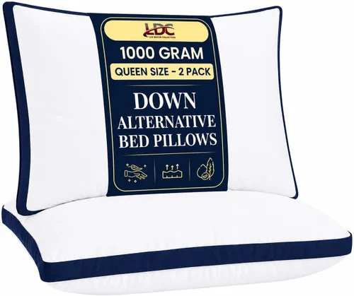 Miniatura 16 de LUX Décor - Juego de 2 almohadas suaves de hotel con refuerzo, para dormir de lado, boca abajo y de espalda, almohadas de cama de hotel alternativas