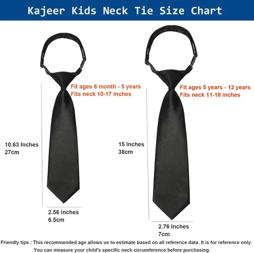 Miniatura 3 de Kajeer Corbata ajustable para niños y niños, tejida preatada para niños, uniformes formales de boda, graduación, escuela