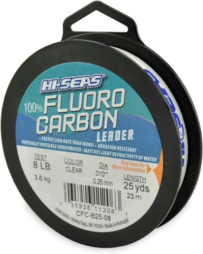 Miniatura 23 de HI-SEAS Líder de línea de pesca 100% fluorocarbono, líder invisible transparente, indetectable para peces, hundimiento rápido, 6 libras a 400 libras