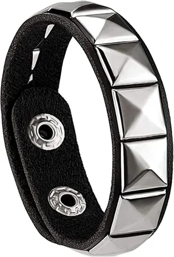 Miniatura 6 de eYLun Pulsera de cuero para hombres y mujeres, pulseras punk, pulsera ajustable de roca, 2 piezas