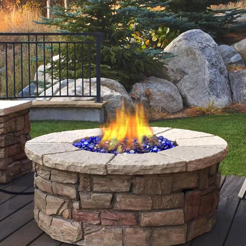 Miniatura 6 de Vidrio para Hoguera, Rocas de Hoguera Azul Cobalto para Fogata de Propano, Chimenea y Decoración Exterior, Cuentas de Vidrio para Fuego Redondas