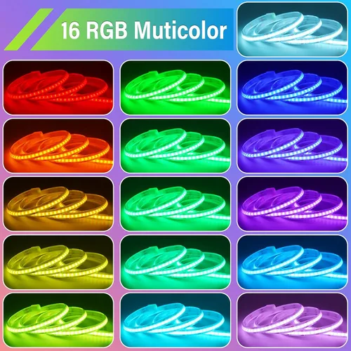 Miniatura 2 de OMIKA Tira de luces LED COB RGB de 6.6 pies, funciona con pilas, control remoto, regulable, cambio de color, tira de luces LED de batería, cortables