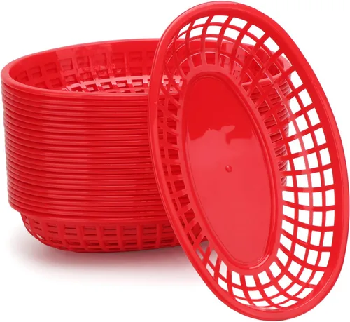 Miniatura 15 de EUSOAR Bandejas de plástico para servir, 6 cestas de alimentos de 9.4 x 5.9 pulgadas para servir, cestas de pan reutilizables para suministros