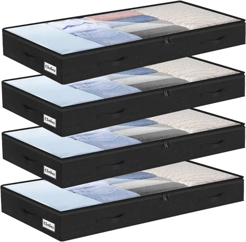 Miniatura 11 de Contenedores de almacenamiento debajo de la cama, paquete de 2 unidades, 4 pulgadas delgado de perfil bajo debajo de la cama, organizador