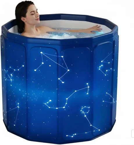 Miniatura 12 de Simcat Bañera plegable portátil para niños y niñas, para ducha, spa caliente y bañera de hielo (negro)