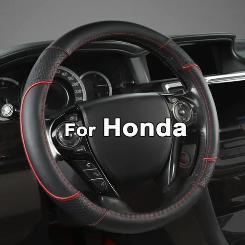 GIANT PANDA Funda de volante para Honda Civic (2006-2015), CR-Z, Insight, S2000 (línea negra y roja, tamaño pequeño)