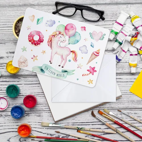 Miniatura 4 de Sabary Juego de 100 tarjetas de acuarela en blanco con sobres, 140 libras/10.58 oz/m², tarjetas de papel de acuarela de algodón pesado, tarjeta