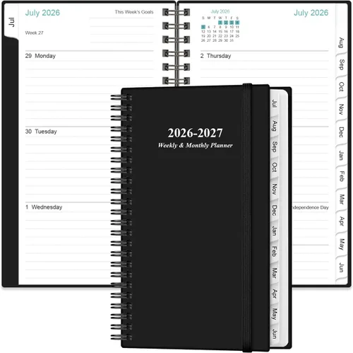 Agenda de bolsillo 2026 - Agenda 2026 de enero de 2026 a diciembre de 2026, agenda 2026 con 12 pestañas, encuadernación de doble alambre, bolsillo