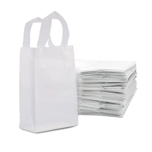 Miniatura 12 de Prime Line Packaging Bolsas de regalo de plástico, bolsas de regalo esmeriladas con asas para pequeñas empresas, compras, suministros de boutique