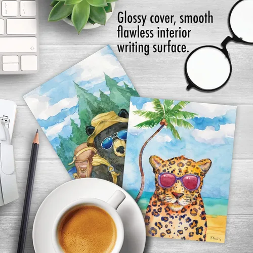 Miniatura 5 de The Best Card Company Surtido divertido juego de tarjetas de felicitación en blanco de acuarela de vida silvestre, incluye 10 diseños únicos