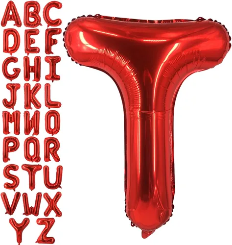 Lovoir Globos grandes de 40 pulgadas con la letra T roja de gran tamaño, globo de helio de aluminio de Mylar para decoración de fiesta de Letra roja