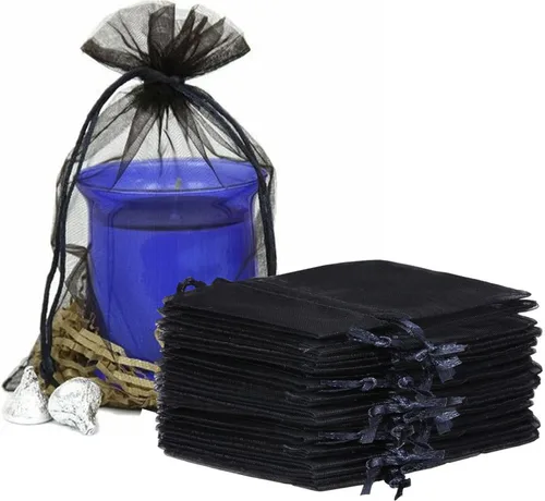 Miniatura 44 de Bolsas de Regalo de Organza 100 Piezas con Cordón 4x6 pulgadas Azul Marino para Baby Shower, Cumpleaños de Niña, Recuerdos de Fiesta, Boda