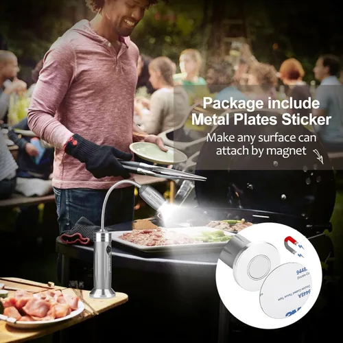 Miniatura 6 de Luz magnética ultrabrillante para parrilla con luces LED superbrillantes, regalos para hombres y padres, luz flexible de cuello de cisne