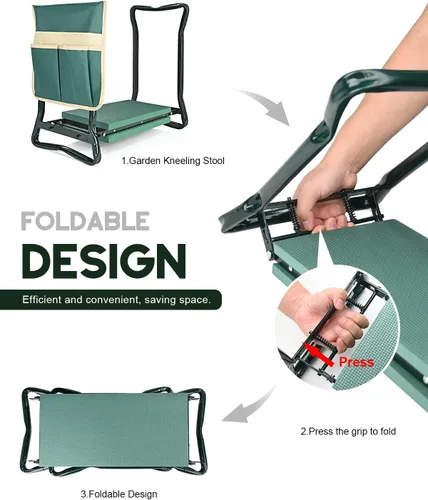 Miniatura 7 de Banco de Jardín KVR para Arrodillarse y Sentarse, Arrodillador y Asiento Plegable de Jardín Resistente, Ideas de Regalos de Jardinería para Mujeres