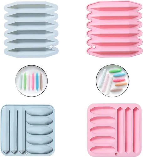 Moldes de silicona aptos para horno, paquete de 4 moldes de silicona triangulares reutilizables 3D surtidos para crayones de cera, velas y