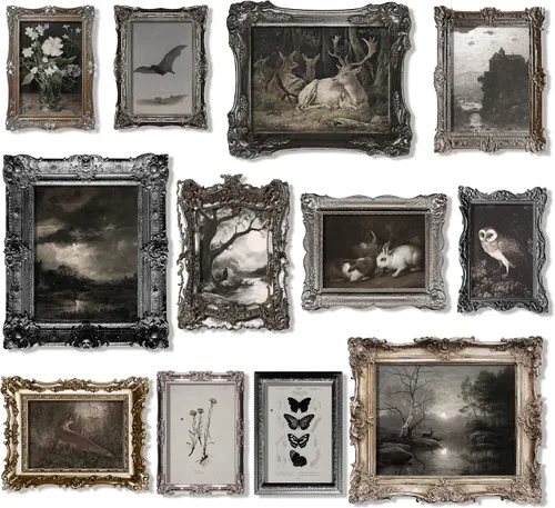 97 Decor Arte de Pared Dark Academia - Impresiones Vintage de Animales Dark Academia, Decoración de Pared Gótica, Arte de Zorro Melancólico,