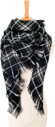 Miniatura 7 de Wander Agio - Bufanda envolvente con diseño a cuadros o triangular para mujer, cálida y larga, de punto, sensación de cachemira, chal