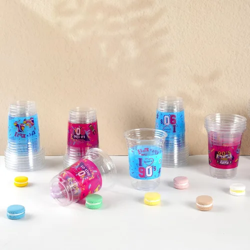 Miniatura 8 de Vasos de decoración de fiestas temáticas de los años 90, 50 vasos de plástico desechables de 16 onzas para música retro, hip hop, baile de regreso a