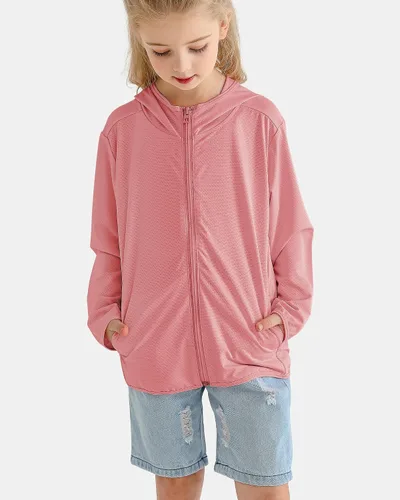 Miniatura 5 de Auranso Sudadera con capucha y cremallera para niños, UPF50+, protección solar, camisa refrescante