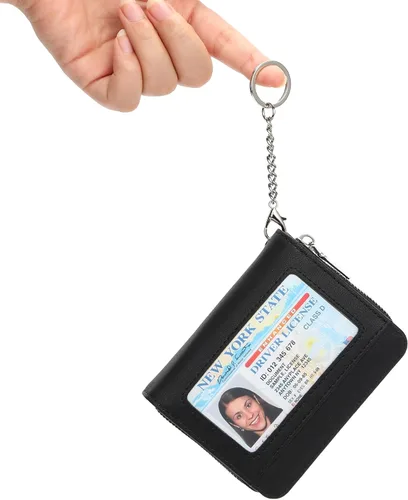 Miniatura 6 de GAEKEAO Billetera de cuero para mujer con bloqueo RFID, tarjetero compacto, pequeño, con ventana para identificación, bolsillo con cremallera