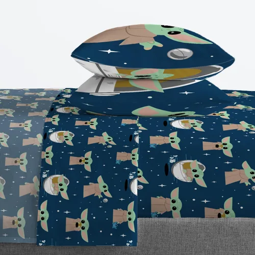 Miniatura 4 de Jay Franco Star Wars The Mandalorian Hello Grogu - Juego de ropa de cama de 7 piezas tamaño matrimonial, incluye edredón y juego de sábanas, ropa