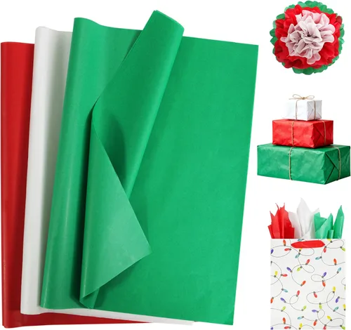 Miniatura 7 de Bobobag 100 hojas de papel de seda rojo y verde de 20 x 14 pulgadas a granel para bolsas de regalo, envoltura de regalos, manualidades, fiesta