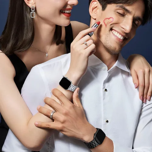 Miniatura 8 de Lerobo Compatible con Apple Watch Band de 1.732 in 1.654 in 1.575 in 1.496 in 1.614 in 1.772 in 150.9 ft 1.929 in, correa de metal de acero