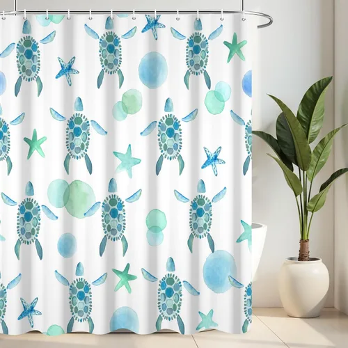Miniatura 10 de Cortina de ducha en blanco y negro, divertido cabezal de ducha y gotas de agua, cortinas de ducha para baño, lavable a máquina, cortina de tela