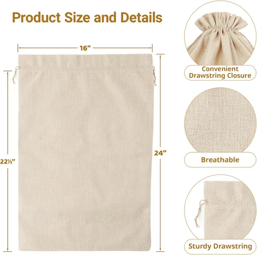 Miniatura 2 de Tapleap Bolsas de arpillera con cordón – 10 sacos originales de 16 x 24 pulgadas para envolver regalos, almacenamiento, graduación, junio, día