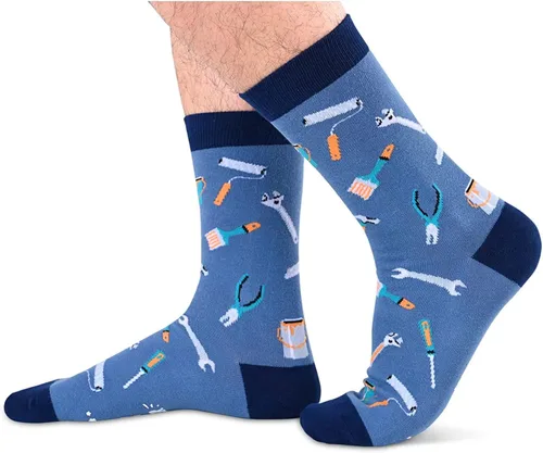 Miniatura 2 de sockfun Doctor Lawyer Realtor Bombero Enfermera Papá Fútbol Cáncer Calcetines Médicos Bombero Maestro Juego de Fútbol Amante Regalos, Papá Azul