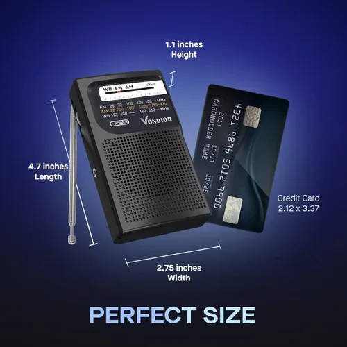 Miniatura 5 de Vondior Radio meteorológica NOAA portátil, Radio de emergencia NOAA/AM/FM operada por batería con la mejor recepción, Radio de alerta meteorológica