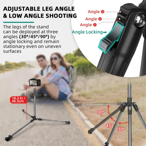 Miniatura 3 de Soporte de luz extensible para fotografía, ajustable de 6.6 pies/6.6 ft de aluminio para viajes, trípode de iluminación de estudio portátil FZS202