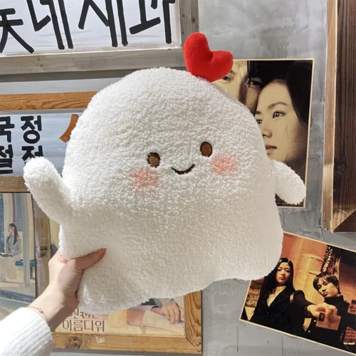 Miniatura 2 de ARELUX Bonita almohada de felpa de fantasma, corazón blanco suave, fantasma, muñeco de nieve, muñeco de nieve, juguete divertido para decoración
