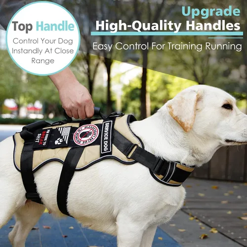 Miniatura 5 de Arnés táctico para perro con 7 etiquetas, arnés de entrenamiento para perros con asas dobles de fácil control, arnés de trabajo para perros K9
