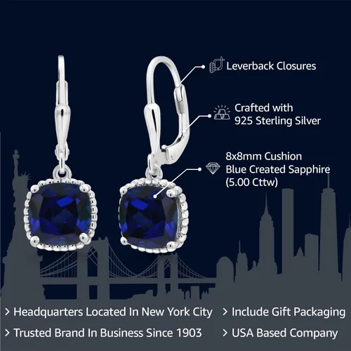 Miniatura 129 de Gem Stone King Aretes colgantes de plata de ley 925 de 0.315 pulgadas para mujer