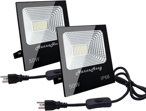 Miniatura 9 de Luz de inundación LED de 10 W con interruptor de encendido/apagado, luz blanca fría, luz de seguridad/trabajo/planta de cultivo al aire libre, IP66