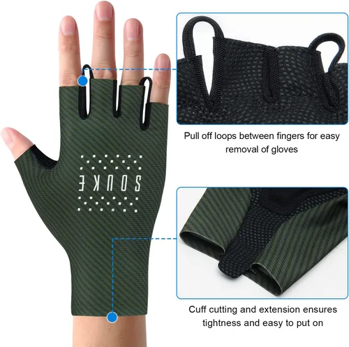 Miniatura 3 de Souke Sports Guantes de ciclismo para bicicleta de carretera, ligeros, acolchados, guantes de medio dedo, para ciclismo, ciclismo, transpirables