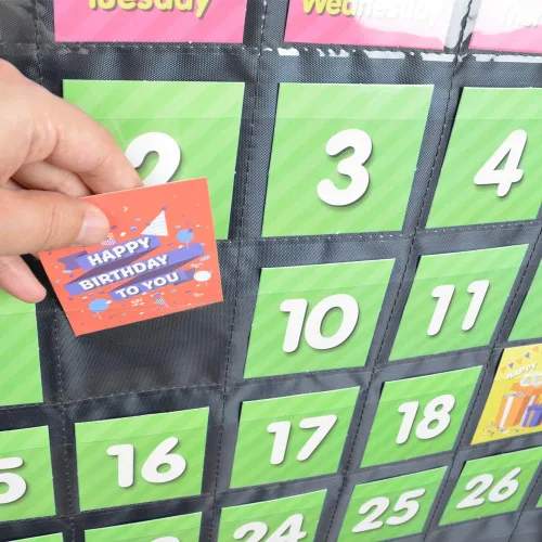 Miniatura 4 de EAMAY - Calendario mensual de bolsillo para aula con 71 tarjetas para el aprendizaje de niños para el hogar, suministros para la educación en casa