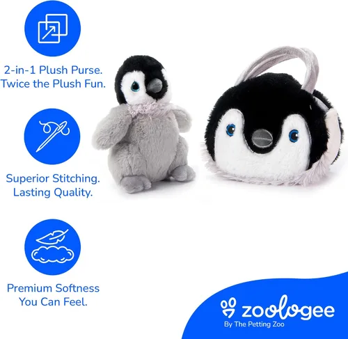Miniatura 4 de The Petting Zoo Juego de peluche y bolso de peluche de pollo de pingüino, regalos para niños, juguete de animal de vida marina, juguete de peluche