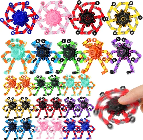 Miniatura 10 de 9 piezas transformables Fidget Spinners, cadena deformable sensorial Fidget DIY Robot Spinner Sensory para niños, juguetes Fidget para recuerdos