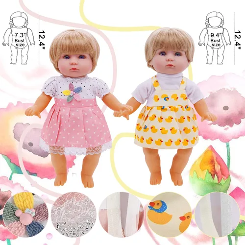 Miniatura 5 de Regalo de ropa y accesorios para muñecas: 8 piezas de ropa de muñeca Alive-Baby para muñecas de 12 pulgadas, 6 juegos completos de ropa de vestidos