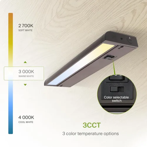 Miniatura 6 de ASD Iluminación LED giratoria para debajo del gabinete con enchufe o cableado de 12 pulgadas, luces regulables debajo del gabinete con interruptor