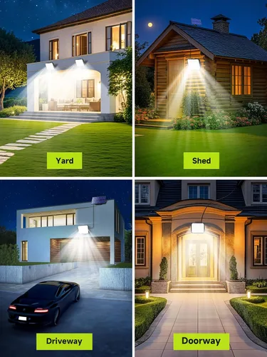 Miniatura 6 de PIKOY Luces solares con movimiento para exteriores impermeables, [Actualización 318LED/33FT/5 modos] Luces solares de seguridad, control remoto +