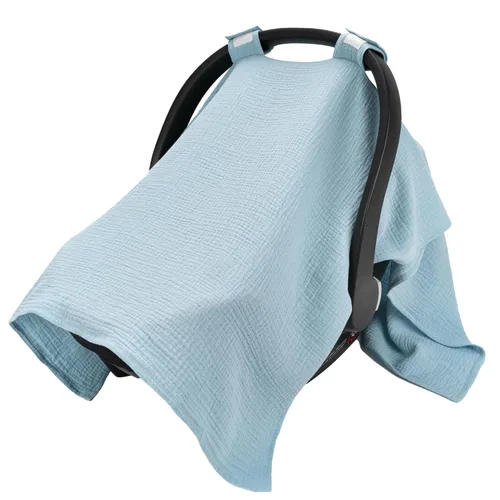 Miniatura 16 de SERAPHY Funda de Asiento de Coche 100% Algodón Muslin para Bebé, Fundas Universales para Asiento de Coche, Toldo Respirable para Asiento de Coche